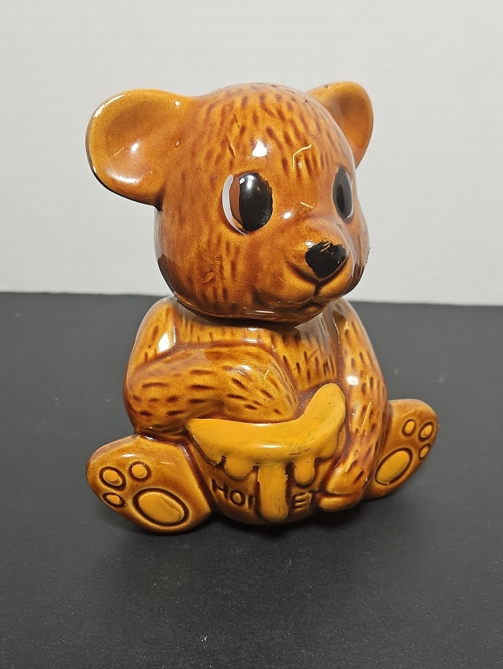 Vintage Brown Ceramic Honey Bear Jar